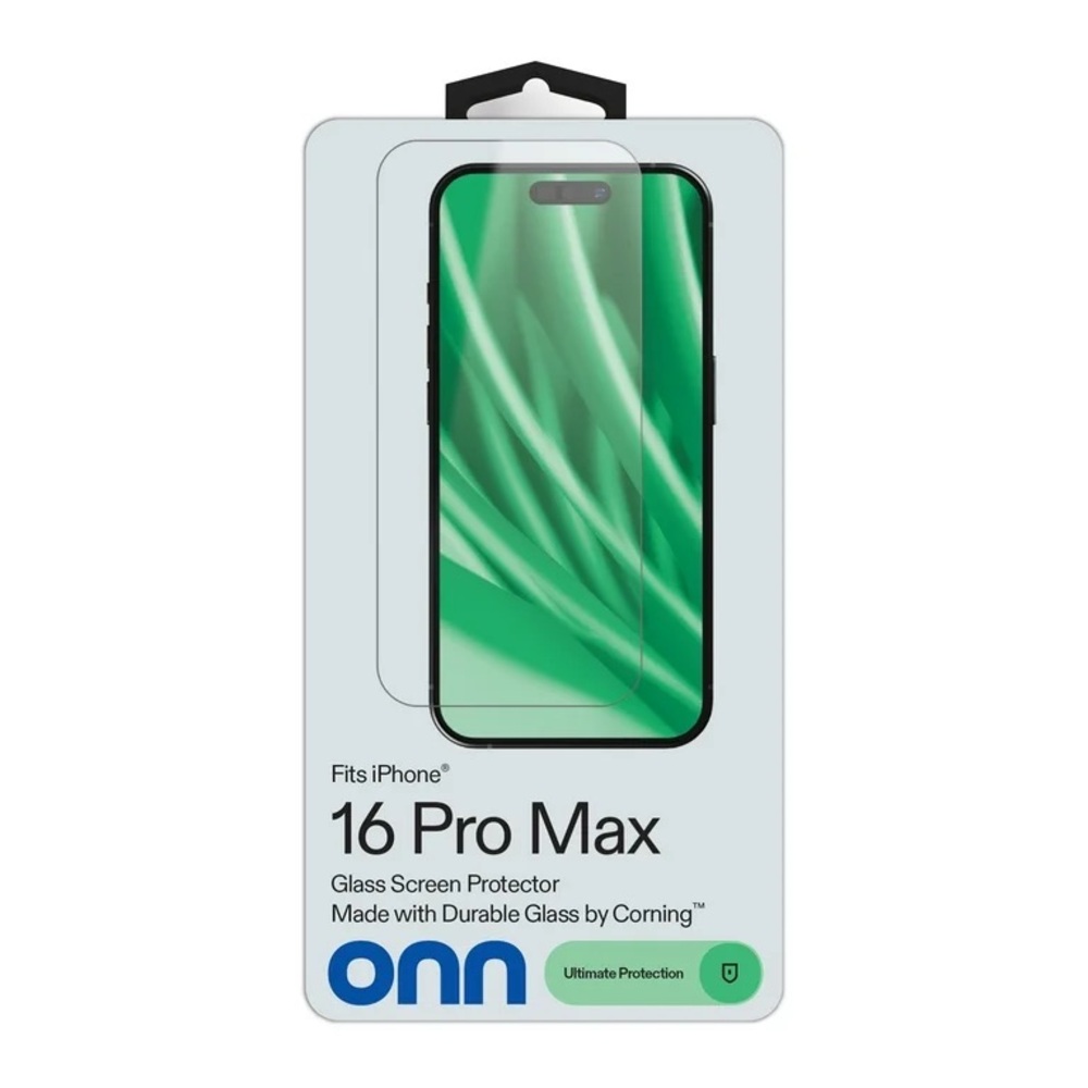 onn Durable Corning Ultimate Protection iPhone 16 Pro Max Glass Screen Protector